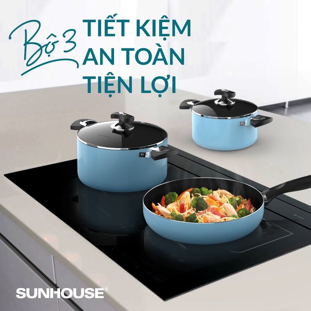 BỘ NỒI CHẢO CHỐNG DÍNH ĐAY TỪ SUNHOUSE SHG77MB