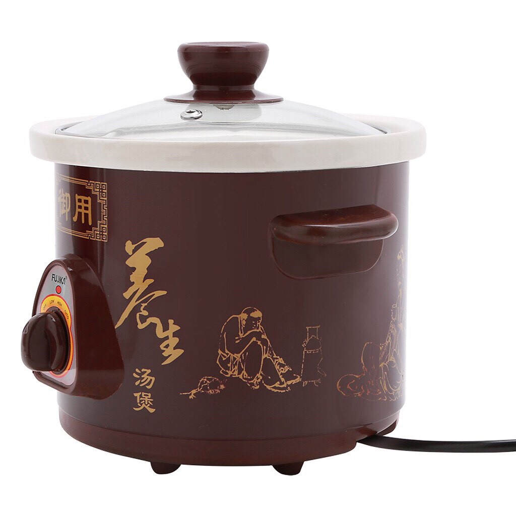 Nồi Kho Cá, nồi nấu chậm Fujika FJ-KC15/25 dung tích 1.5L/2.5L nắp kính, lòng trắng dùng điện  - KILA