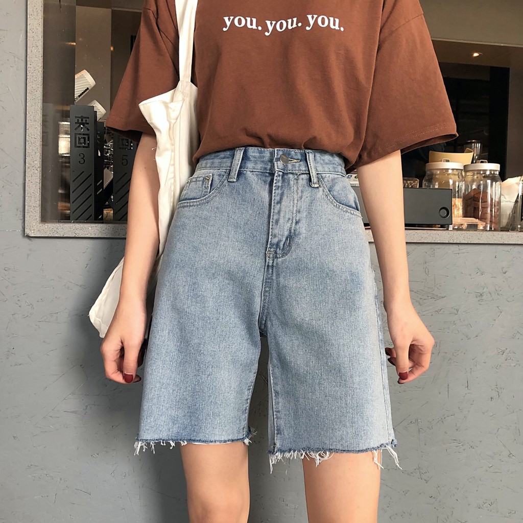 [SẴN] Quần shorts lửng jean nữ Ulzzang Quảng Châu QLJ51