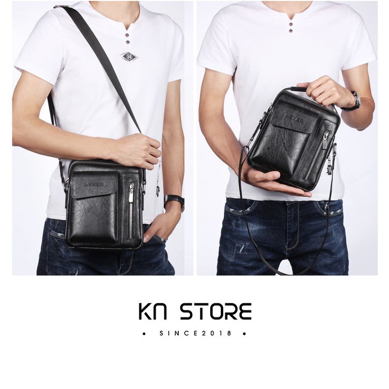 Túi Đeo Vai, Túi Đeo Hông Da PU, Túi Đeo Chéo Cao Cấp Nhiều Ngăn Tiện Lợi Thời Trang Nam Phong Cách KN STORE