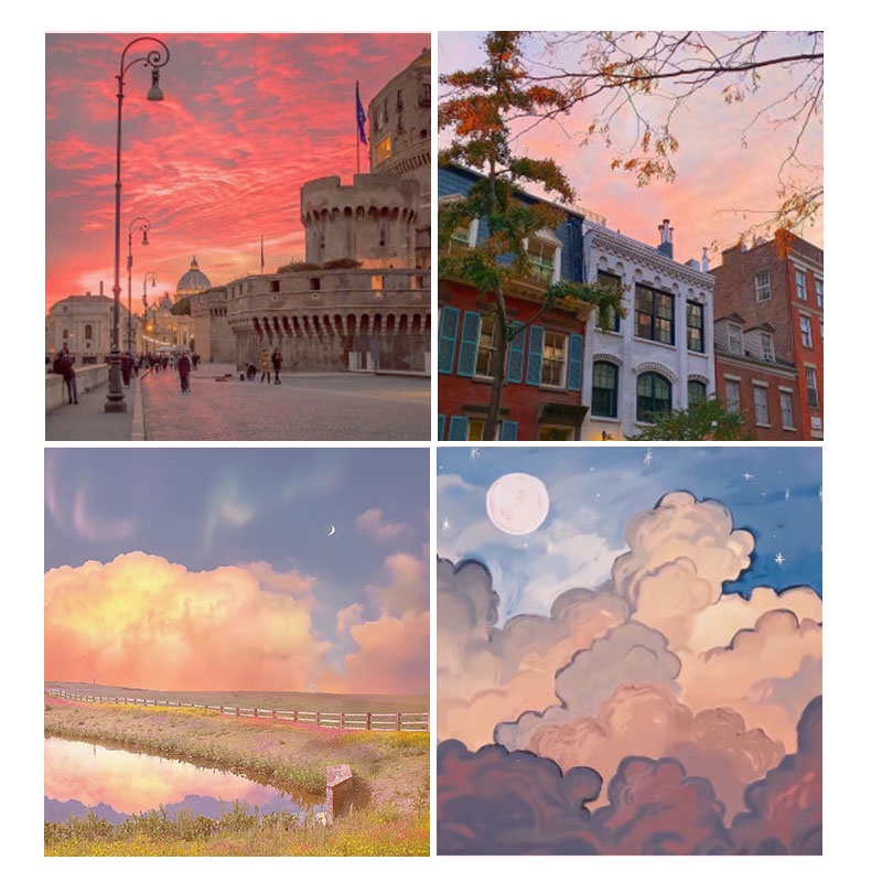 Bộ tranh đính đá 5D tự làm 30x30cm hình ảnh hoàng hôn và chập tối trang trí đẹp mắt