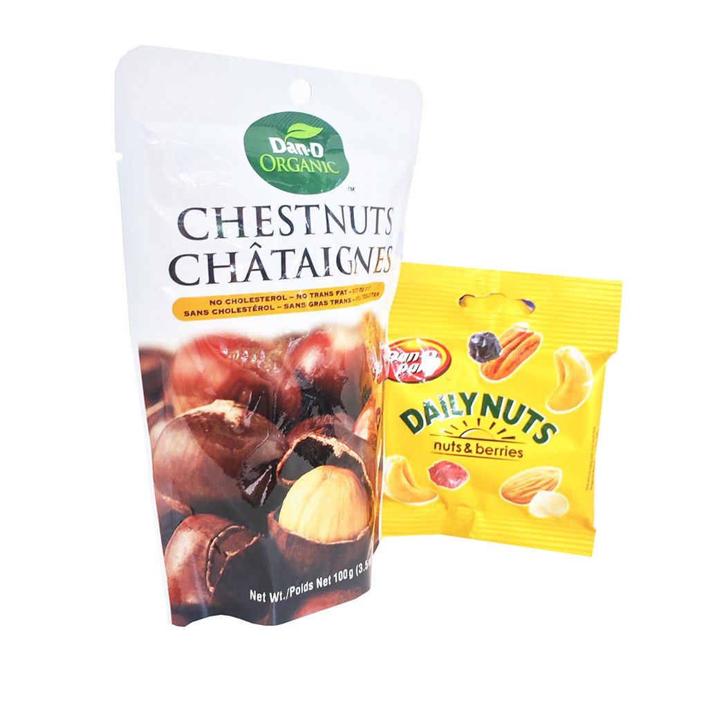Combo Hạt dẻ tách vỏ Organic 100gr và 1 gói Daily nuts 25g  DAN D PAK KHÔNG CHẤT BẢO QUẢN, NGUYÊN LIỆU HỮU CƠ 100%