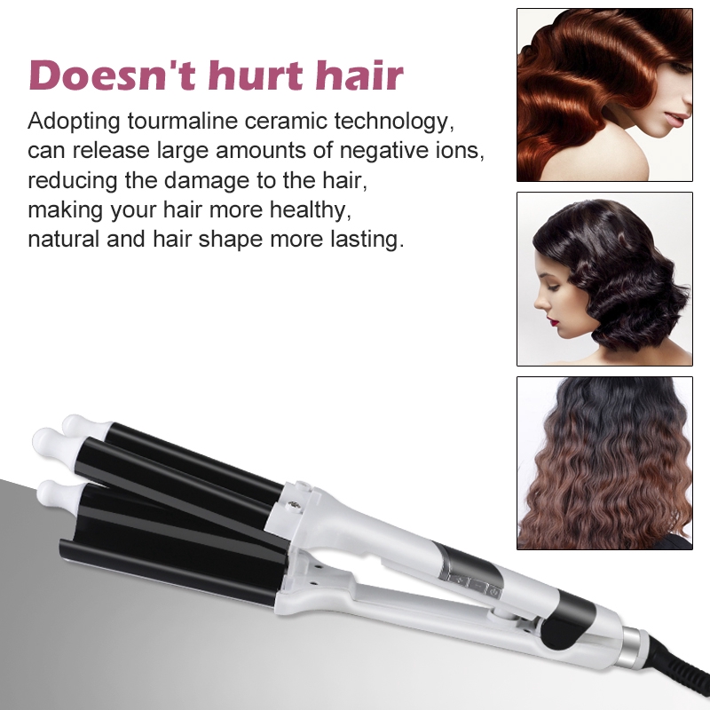 Ubeator Salon Hair Curler Wave Maker Ceramic Triple Barrel Electric Curling Waver