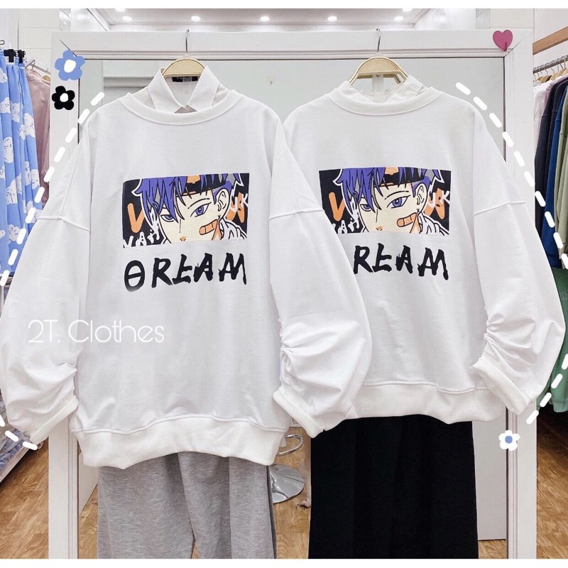 Áo Sweater Nỉ Da Cá Hoạt Hình ORLAM Unisex