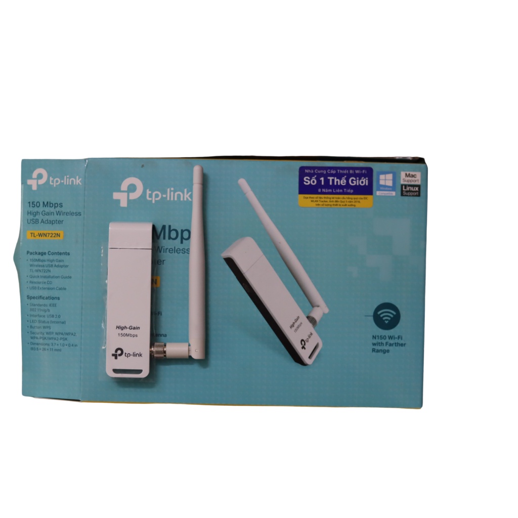 Cục thu wifi TP link 722N cho máy tính bàn pc laptop tốc dộ 150mbps hàng chính hãng bảo hành 24 tháng