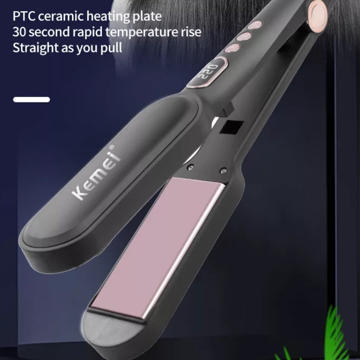 Máy Duỗi Tóc Bản Lớn Màn Hình LCD Cao Cấp Chỉnh Nhiệt Chống Rít Tóc Kemei Km 2239