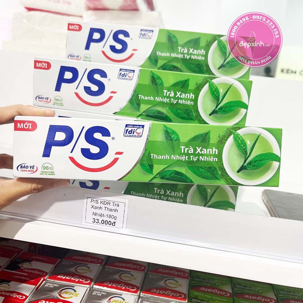 Kem Đánh Răng PS Hương Trà Xanh Thanh Nhiệt Tự Nhiên Hộp 180g