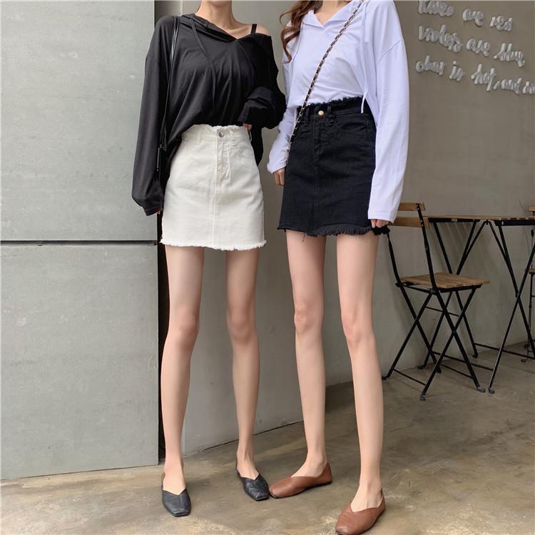 Chân Váy Jean Chữ A Lưng Cao Thời Trang Xuân Hè Phong Cách Hàn Quốc Mới