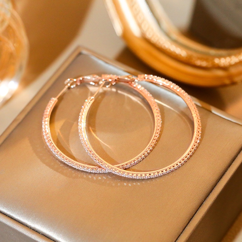 [Jiudolan] Bông Tai Mạ Vàng 18K Cỡ Lớn Đính Đá Sang Trọng Phong Cách Âu Mỹ Cho Nữ