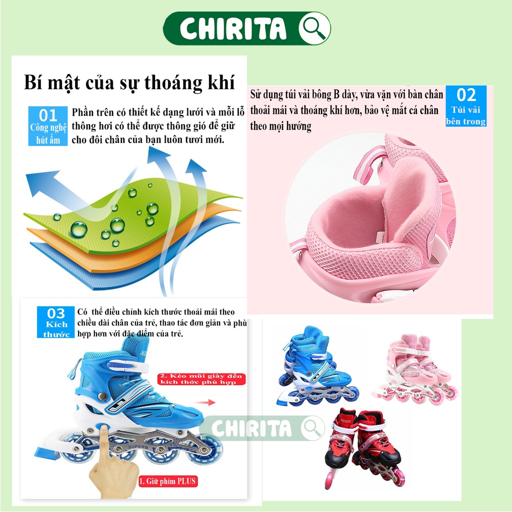 Giày Trượt Patin Sport Cho Trẻ Em Người Lớn GIÁ RẺ - Giày Trượt Patin Meiyaya Cao Cấp - Đồ Chơi Trẻ Em Cho Bé Chirita