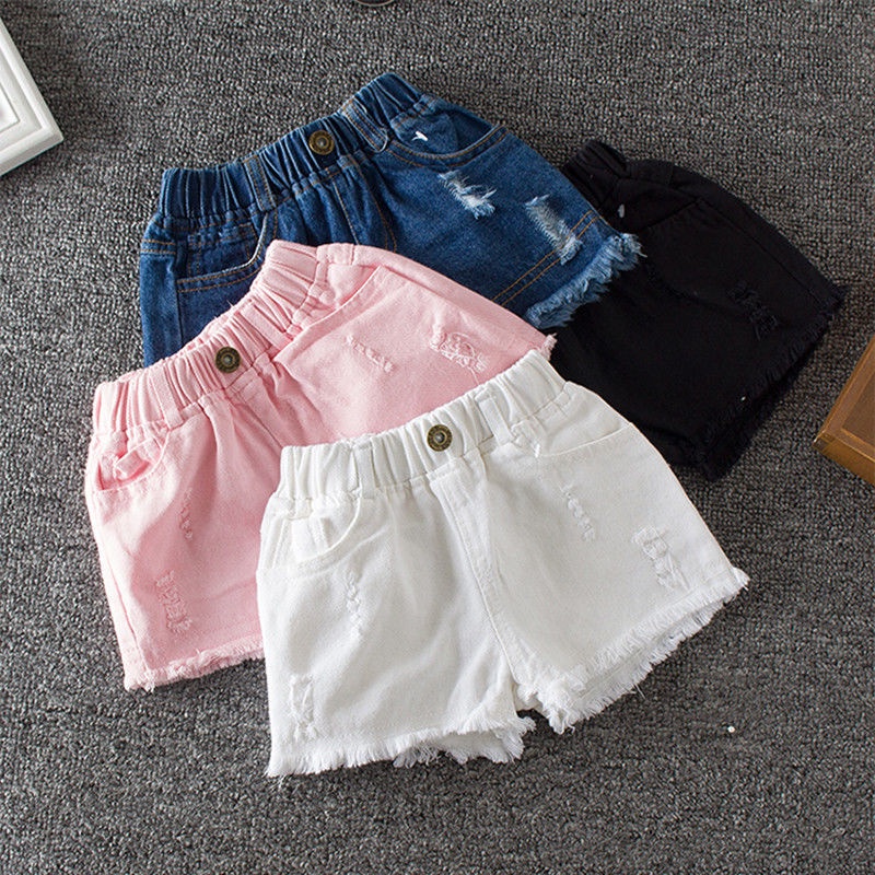 Quần short denim màu sắc đơn giản phong cách Hàn Quốc thời trang cho bé gái