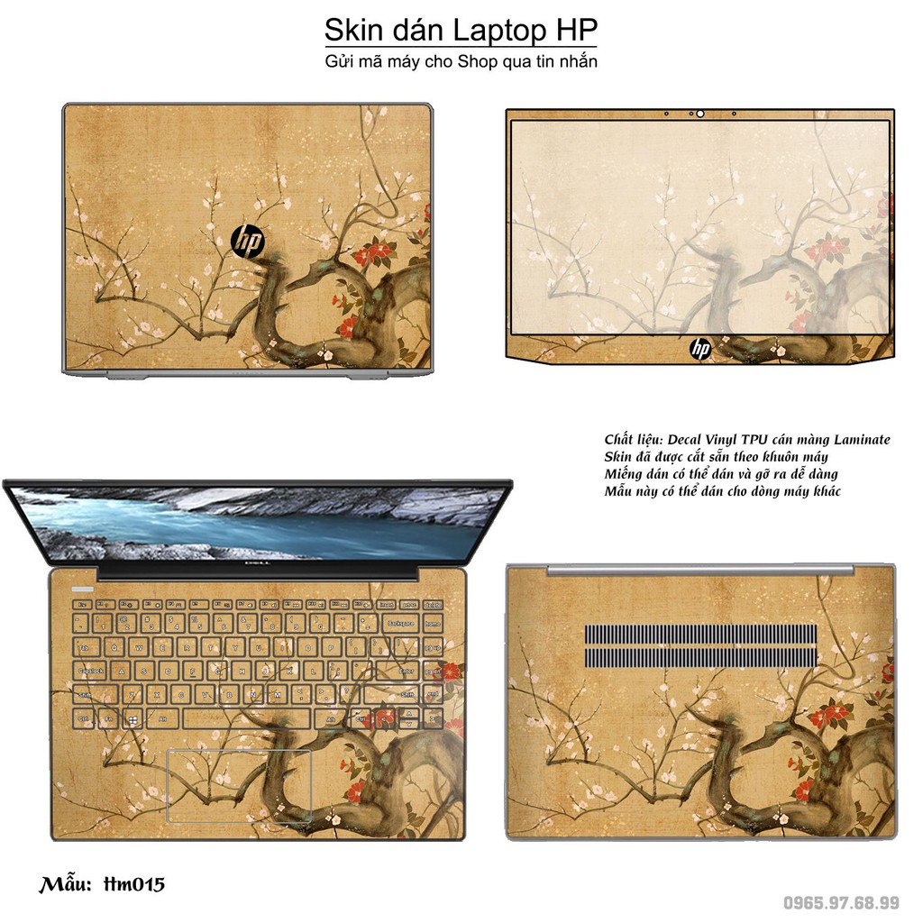 Skin dán Laptop HP in hình Tranh thủy mặc (inbox mã máy cho Shop)