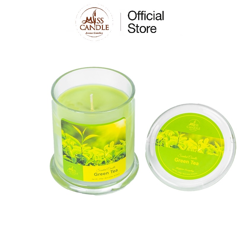 Nến thơm hũ Miss Candle NQM3414 Green Tea 230g (Hương trà xanh)