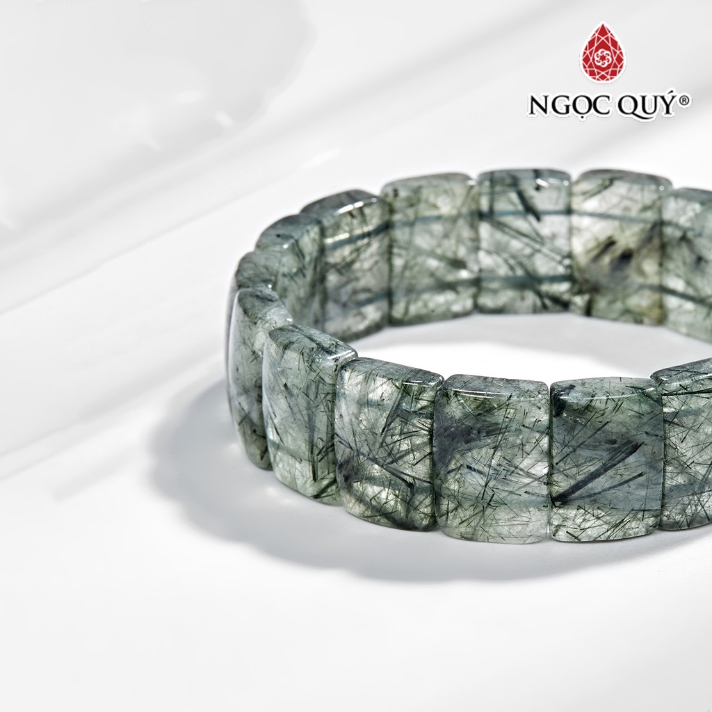 Vòng tay TA tóc xanh phối charm bạc 10x14m - Ngọc QúY