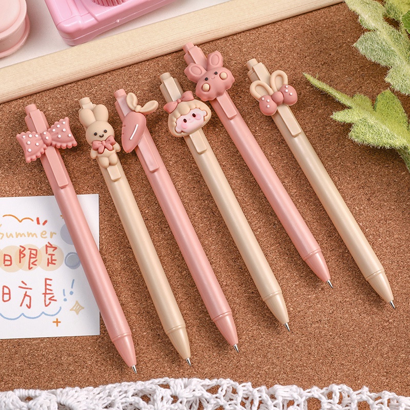 Bút Bi Mực Đen Dạng Nhấn Hình Thỏ Dễ Thương