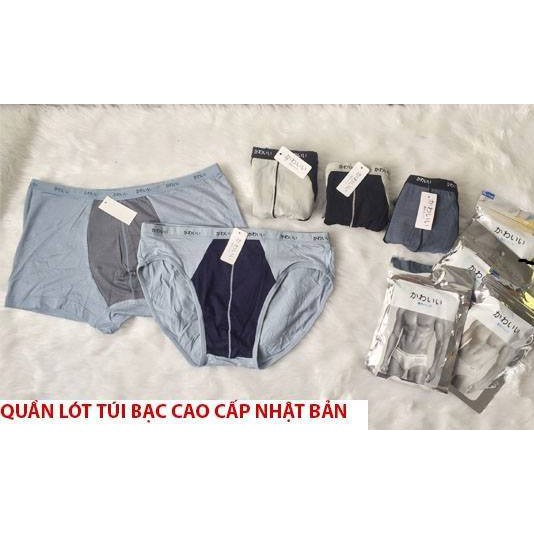 SET 4 quần sịp đùi cotton 100% siêu mát túi zip bạc.