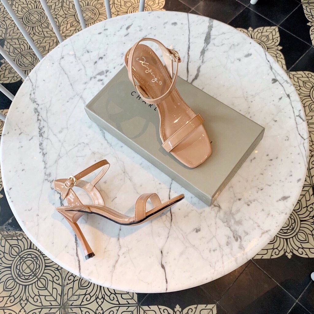 GIÀY SANDAL CAO GÓT QUAI MẢNH DA BÓNG GÓT DẸT NHỌN MỚI CHANH XẢ QUÁ ĐI