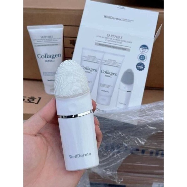 Set 2 tuýp sữa rửa mặt WELLDERMA 150ml + tặng máy rửa mặt dùng pin