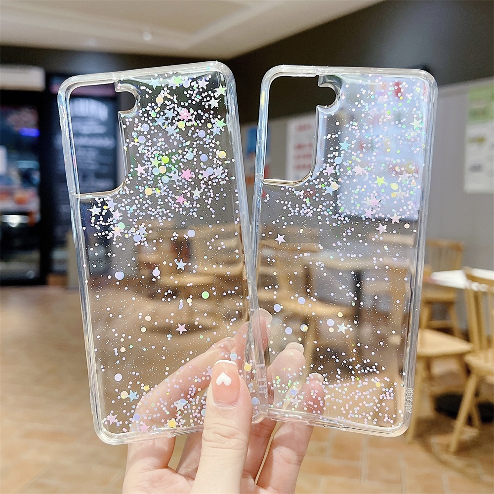 Ốp Điện Thoại Mềm Trong Suốt Lấp Lánh Cho Samsung S22 S21 S20 FE Plus Note 20 Ultra A53 A13 A33 A73 A52 A21S A12 A32