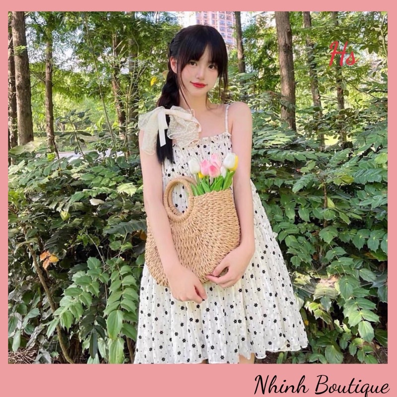 ❌Bộ Đồ Ngủ Nữ 2 Dây Hoa Nhí Xanh ❌Set Áo 2 Dây Viền Ren Kèm Quần Short Buộc Nơ ❌❌