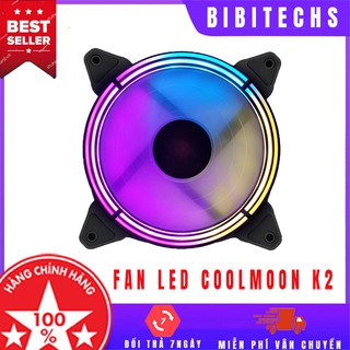 [Siêu đẹp] Quạt tản nhiệt coolmoon K2, fan case led rgb tự động chạy cắm trực tiếp, 12cm - BiBiTechs