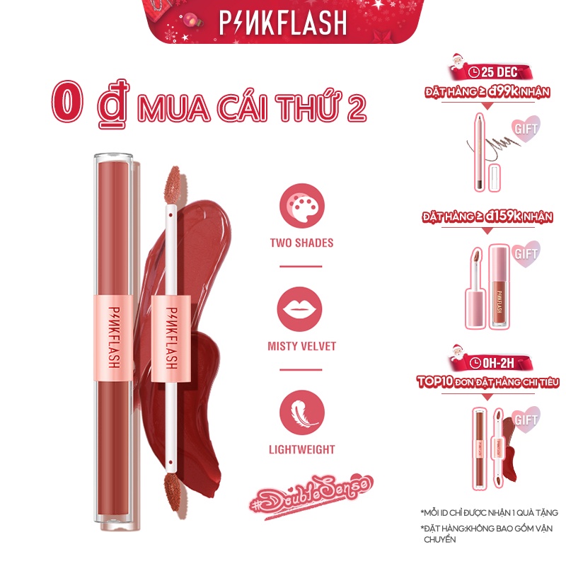 PINKFLASH Son môi ombrelips tint nhung ombrelips lì hai đầu DoubleSense 2 Trong 1 nhẹ sắc tố cao lâu trôi 30g | BigBuy360 - bigbuy360.vn