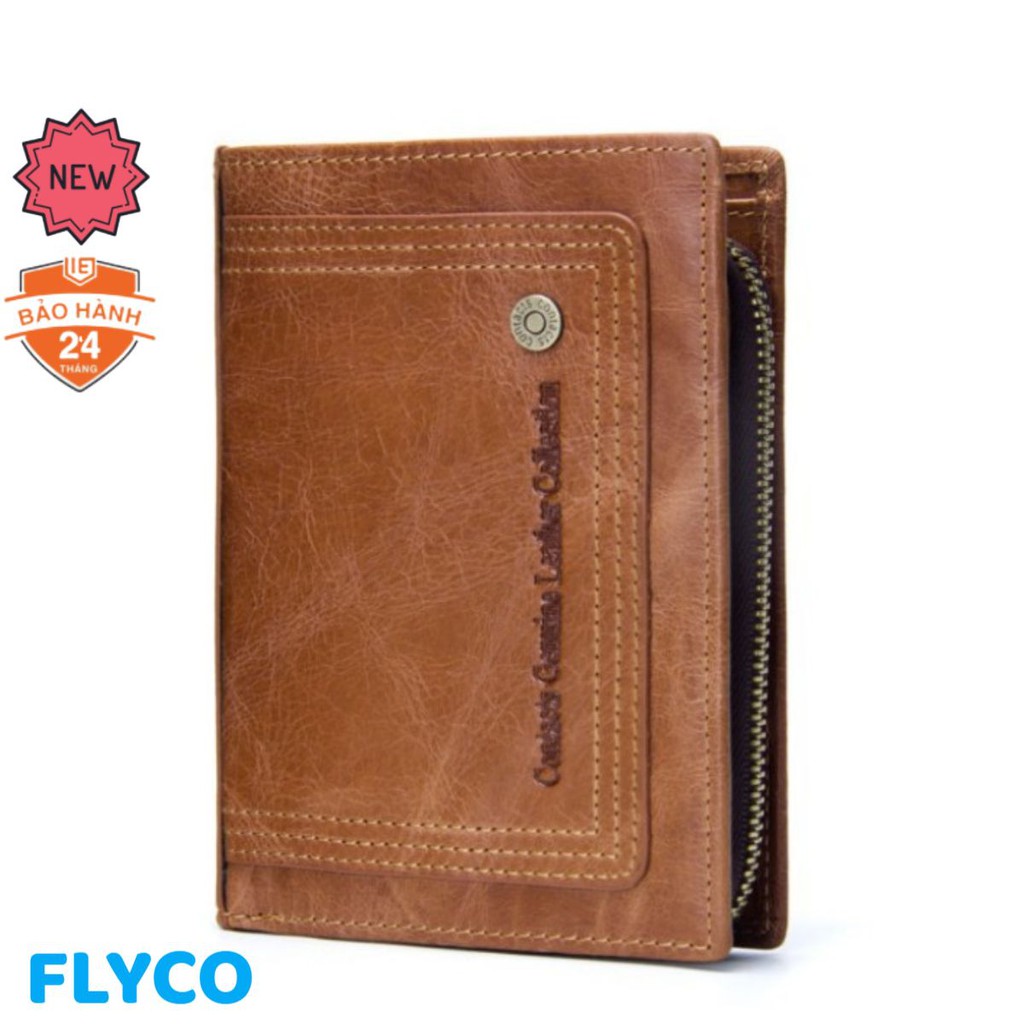 2022 Contac N1250 - Bảo Hành 2 Năm - Bóp Ví Đứng Dài Cầm Tay Da Ngựa Điên Women Wallet Genuine Bò - Nam