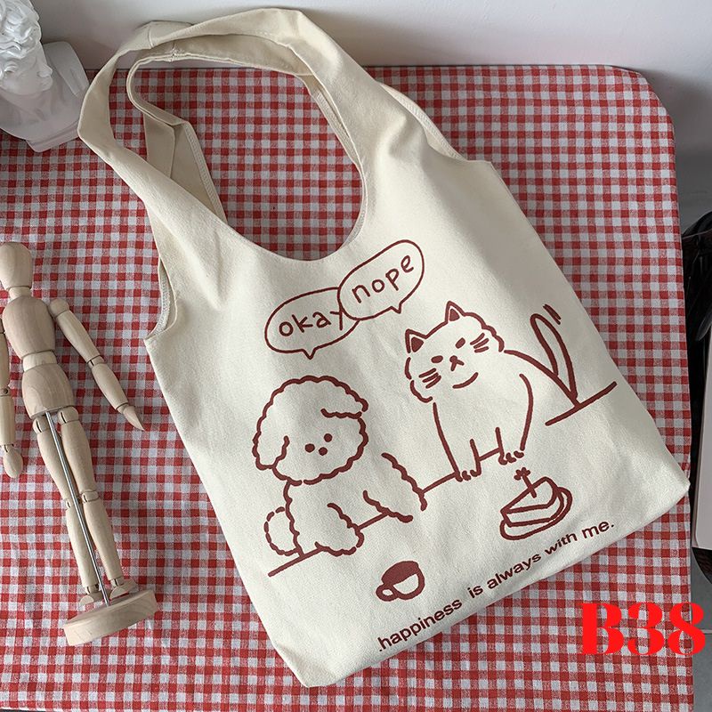 Túi đeo chéo canvas liền thân hoạ tiết ngộ nghĩnh Superbag668 282