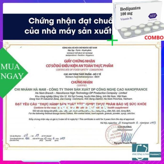 Combo Bedipanten 100mg +  (Chính hãng ) Pullaco bổ phế giảm ho long đờm hộp 12 vỉ tặng ngay hộp sâm việt