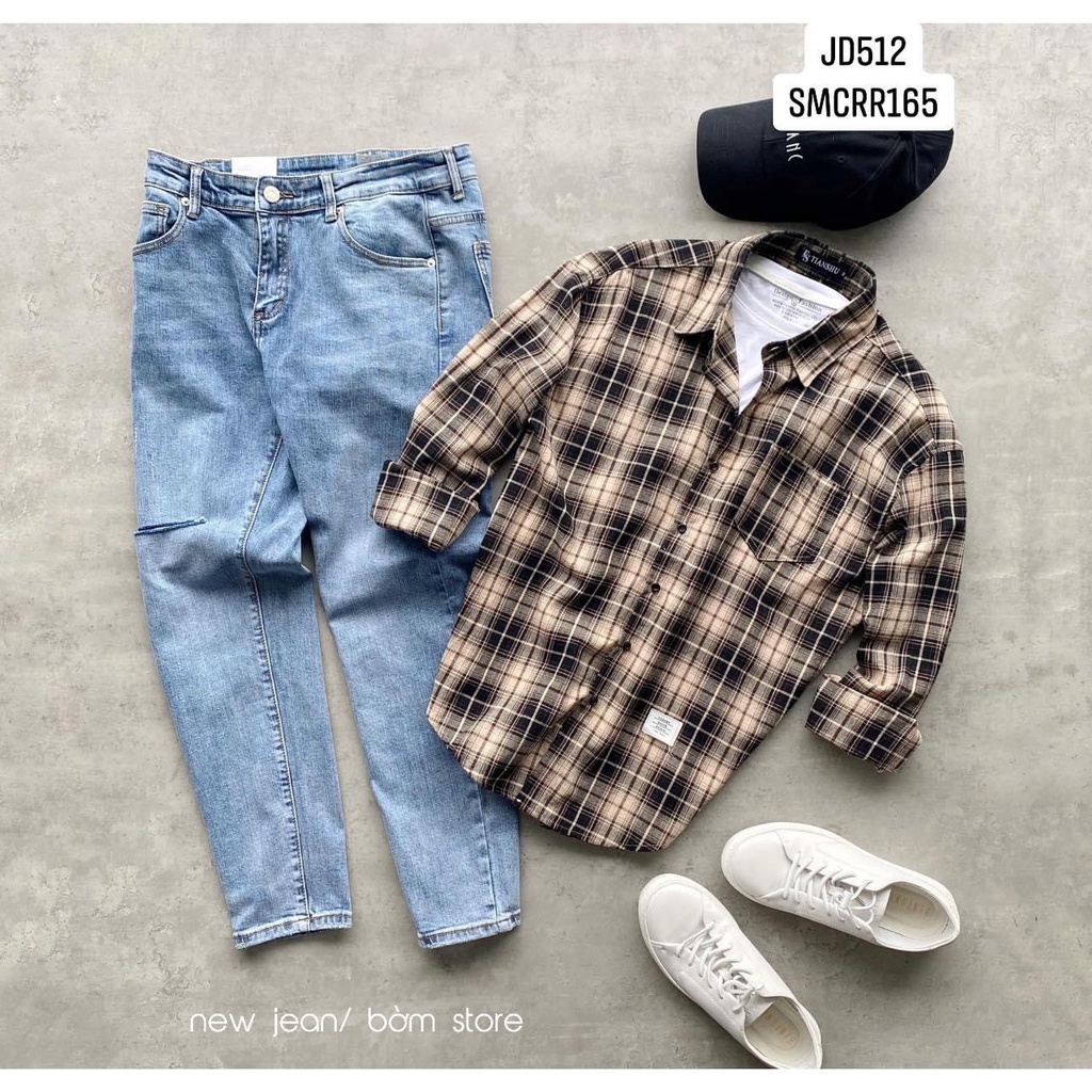 Quần Jean Nam Xanh nhạt rách 1 gối JD512 - Bờm Store | BigBuy360 - bigbuy360.vn