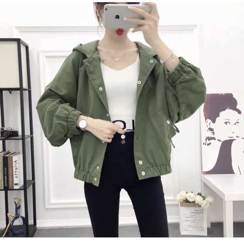 Áo kaki nữ tay dây rút ở lưng và tay