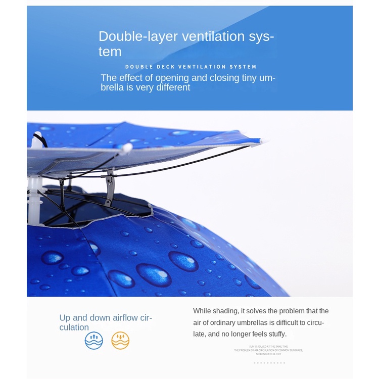 Dù Hai Lớp Đầu Cao Su Mềm Gắn Dù Chống Mưa Nắng Tiện Dụng