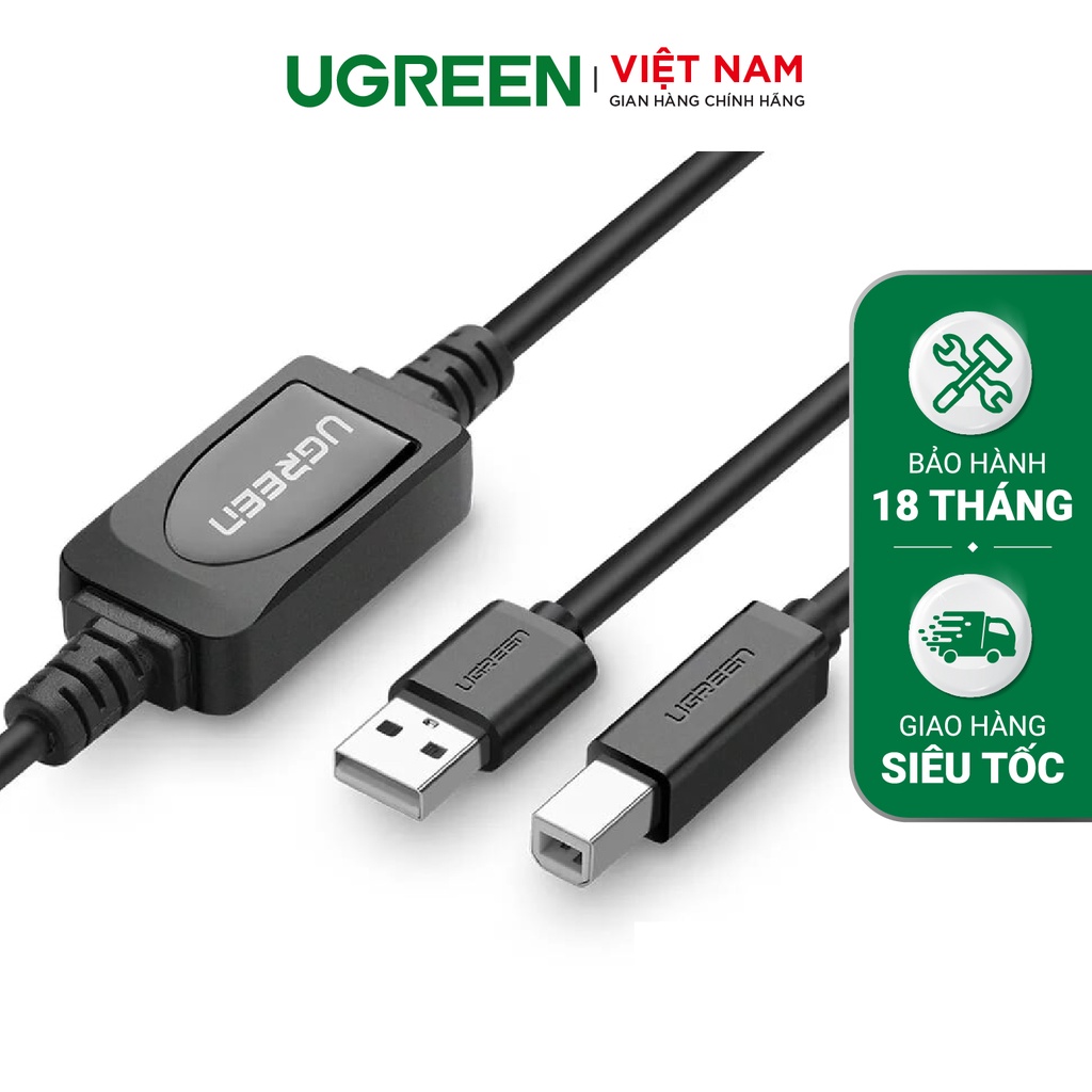 Cáp máy in USB 2.0 sang USB-B tích hợp IC khuyếch đại UGREEN US122
