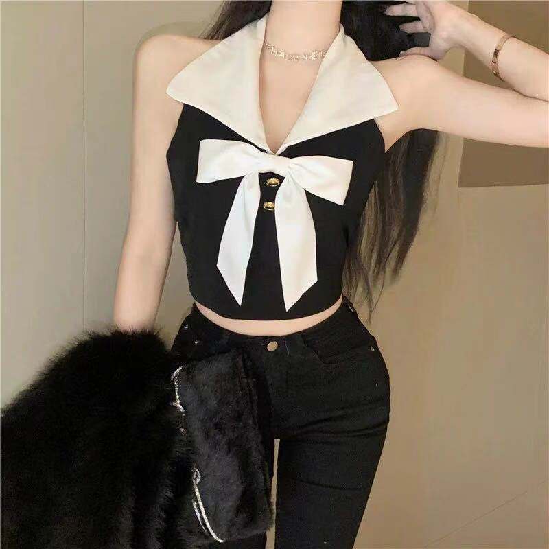 Rose blackpink Nữ Bowknot Vest Top