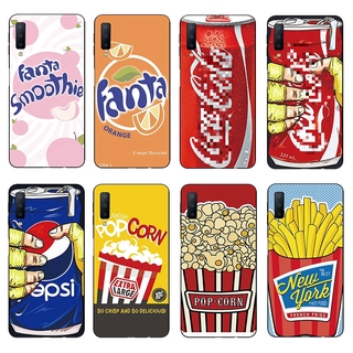 Cartoon Cola Popcorn Back Cover Samsung Galaxy A7 2018 A750 Soft TPU Case