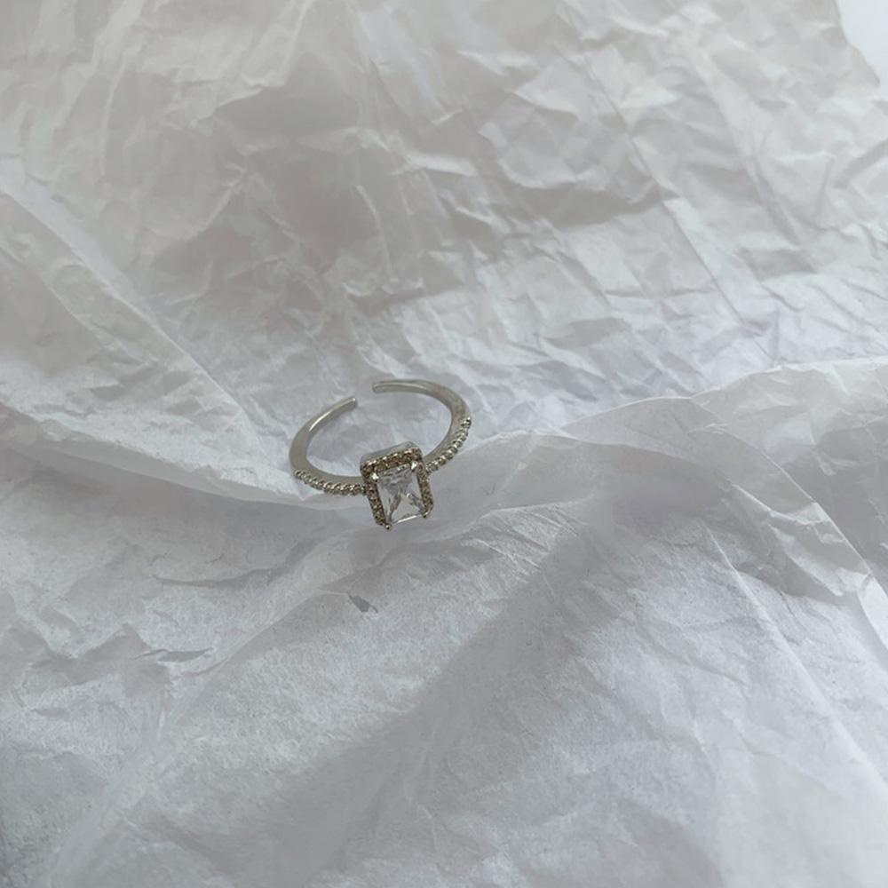 Nhẫn Hở Đính Đá Khối Phong Cách Hàn Quốc Có Thể Điều Chỉnh