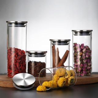 Lọ lưu trữ đồ ăn thủy tinh chịu nhiệt cao cấp borosilicate - nắp inox 304