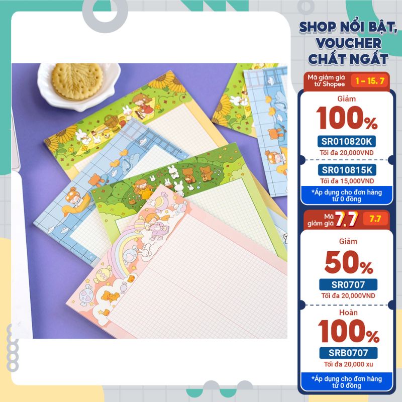 Tập 30 tờ giấy ghi chú take note B5 chủ đề Lạc Vào Xứ Sở Diệu Kì
