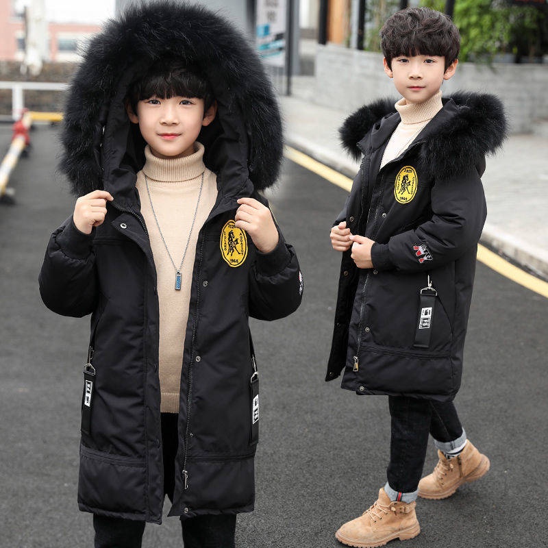 Áo khoác cotton dáng dài giữ ấm mùa đông phong cách Hàn Quốc cho bé trai