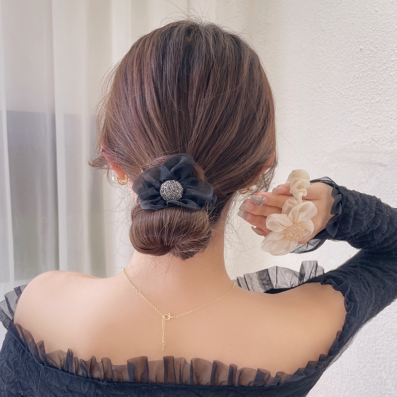 Dây Buộc Tóc Đuôi Ngựa Đính Đá Hình Hoa Hướng Dương Đáng Yêu Cho Nữ