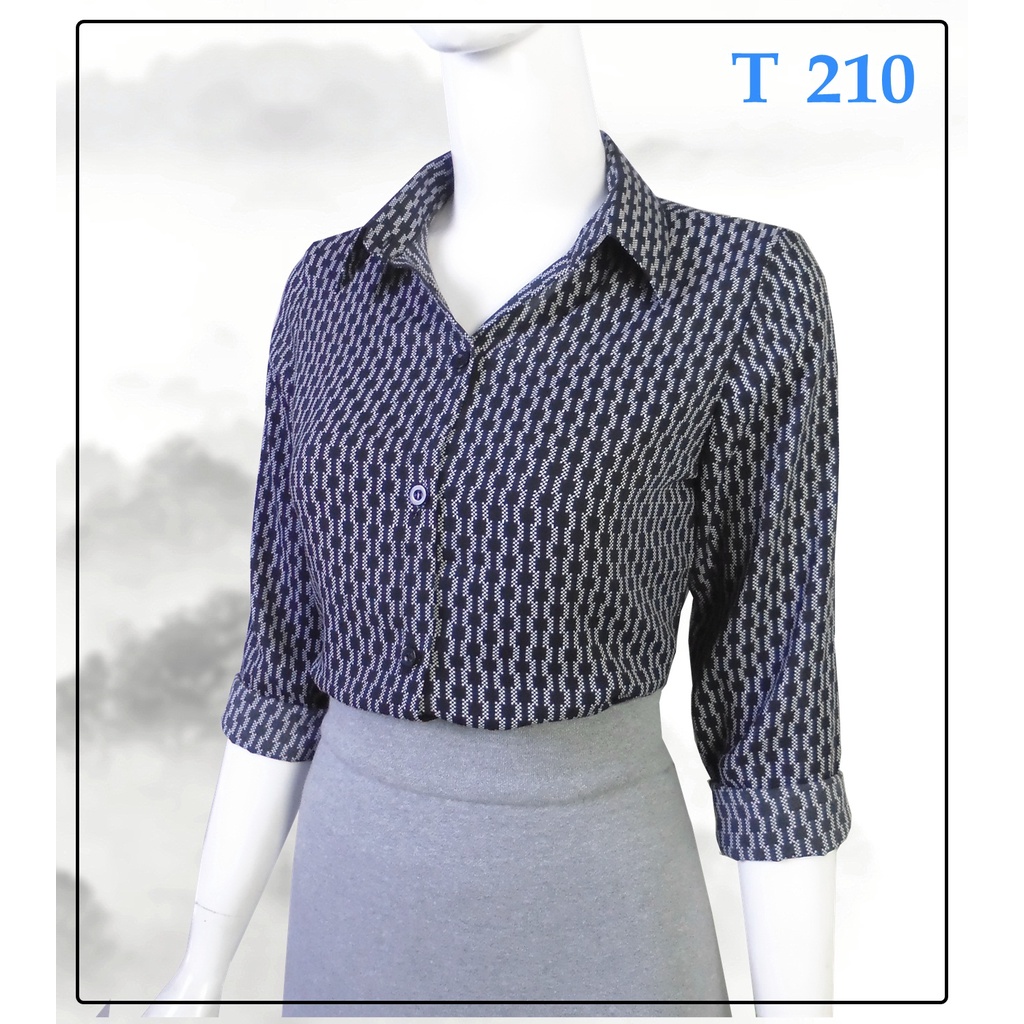 Áo somi nữ, tay dài, caro đen trắng _ T 210