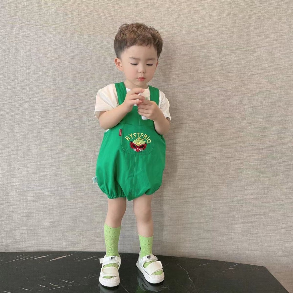 Áo Liền Quần Tam Giác Không Tay Họa Tiết Khủng Long Dễ Thương Cho Bé