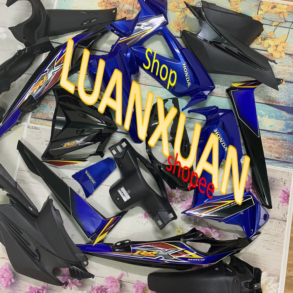 Bộ dàn áo xe wave RSX Màu XANH -RSX siêu nhân 2008 - RSX 100 đời 2008 đến 2012 -Full nhựa trắng nguyên sinh cao cấp