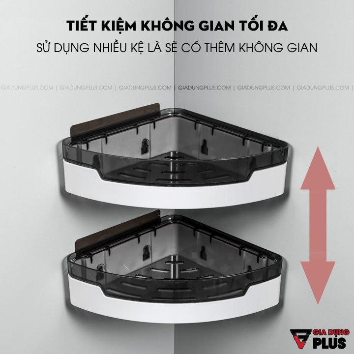 Kệ góc dán tường nhựa ABS cao cấp, đa năng cho phòng tắm, nhà bếp / không cần khoan / ShuangQuing (SQ-124)