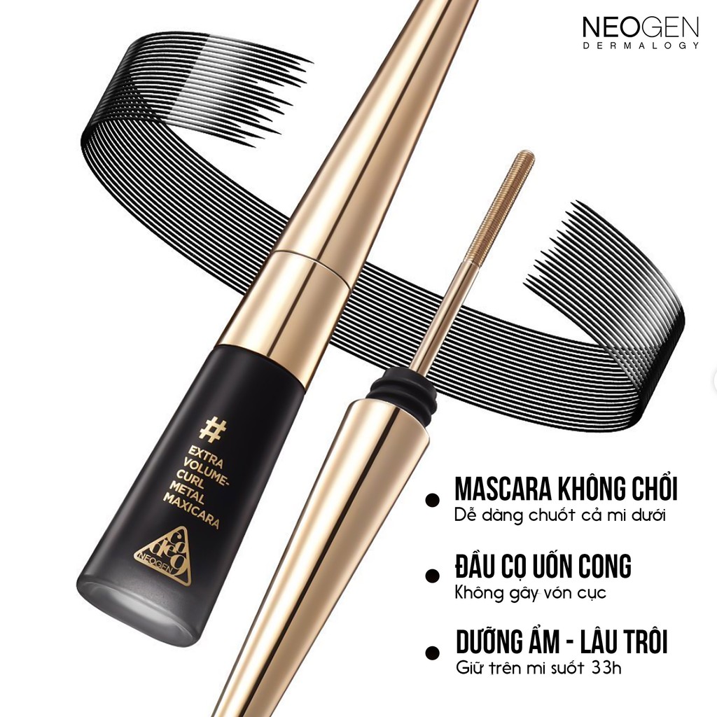 Mascara Kim Loại Giữ Mi Cong Và Dài Trong 33 Giờ Neogen Dermalogy Extra Volume Curl Metal Maxicara 01 Black 4ml