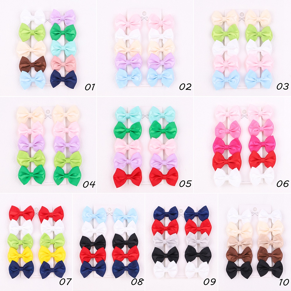 Set 10 kẹp tóc nơ mini KIDSBOWS màu sắc dễ thương cho bé gái