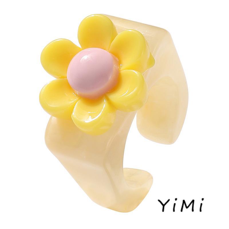 Nhẫn Hình Bông Hoa Bằng Nhựa Acrylic Đơn Giản Đáng Yêu Cho Nữ