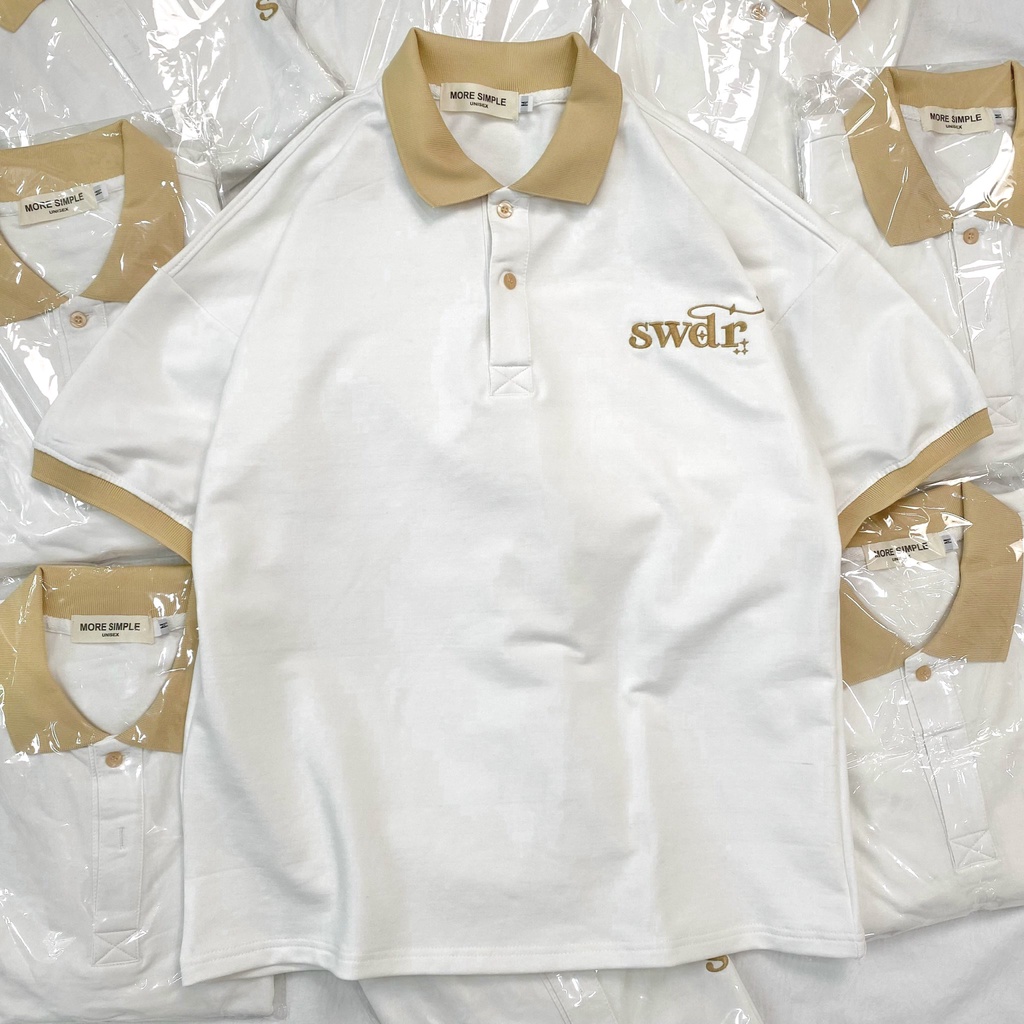 Áo POLO SWEEDER Nam Nữ Unisex màu TRẮNG/XANH LÁ