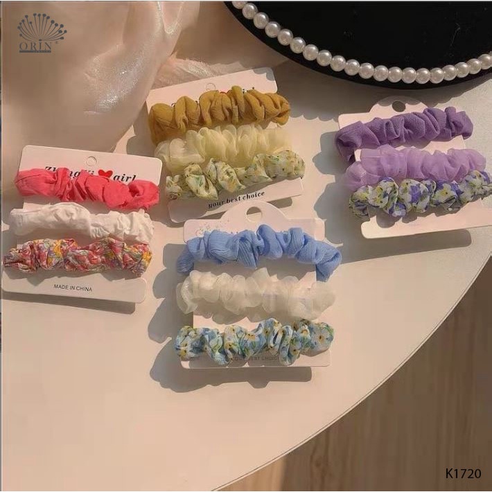Set 3 dây buộc tóc Scrunchies Hàn Quốc thời trang mới Orin K1720