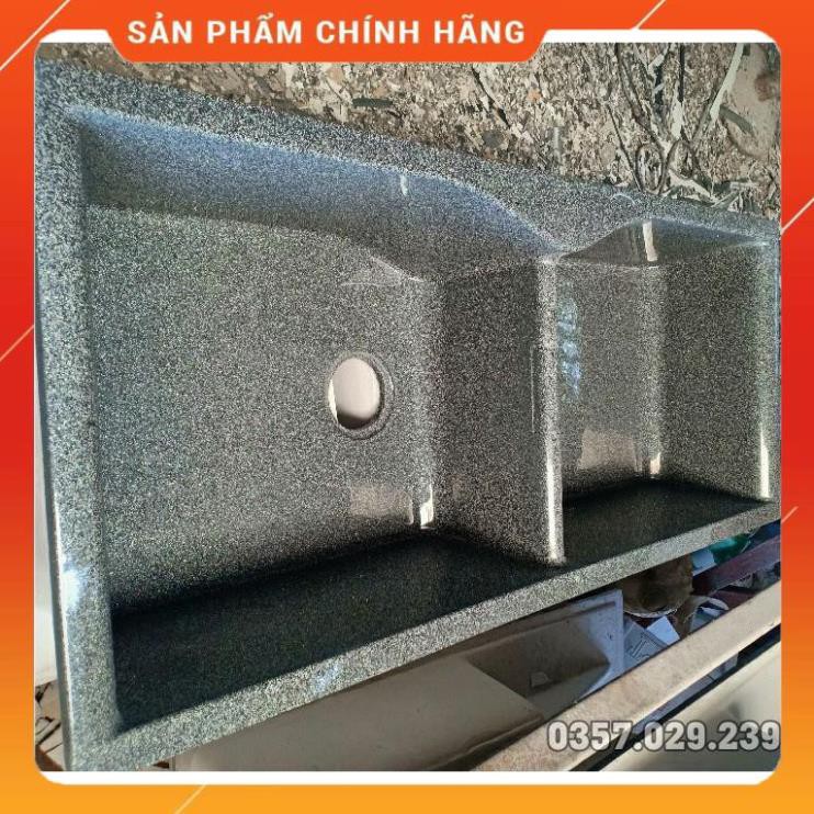 (FreeShip) chậu rửa chén đá nhân tao 2 hộc đều nhau 112x49 cm